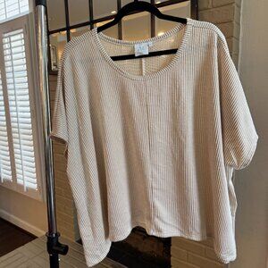 Beige and White Striped Tee